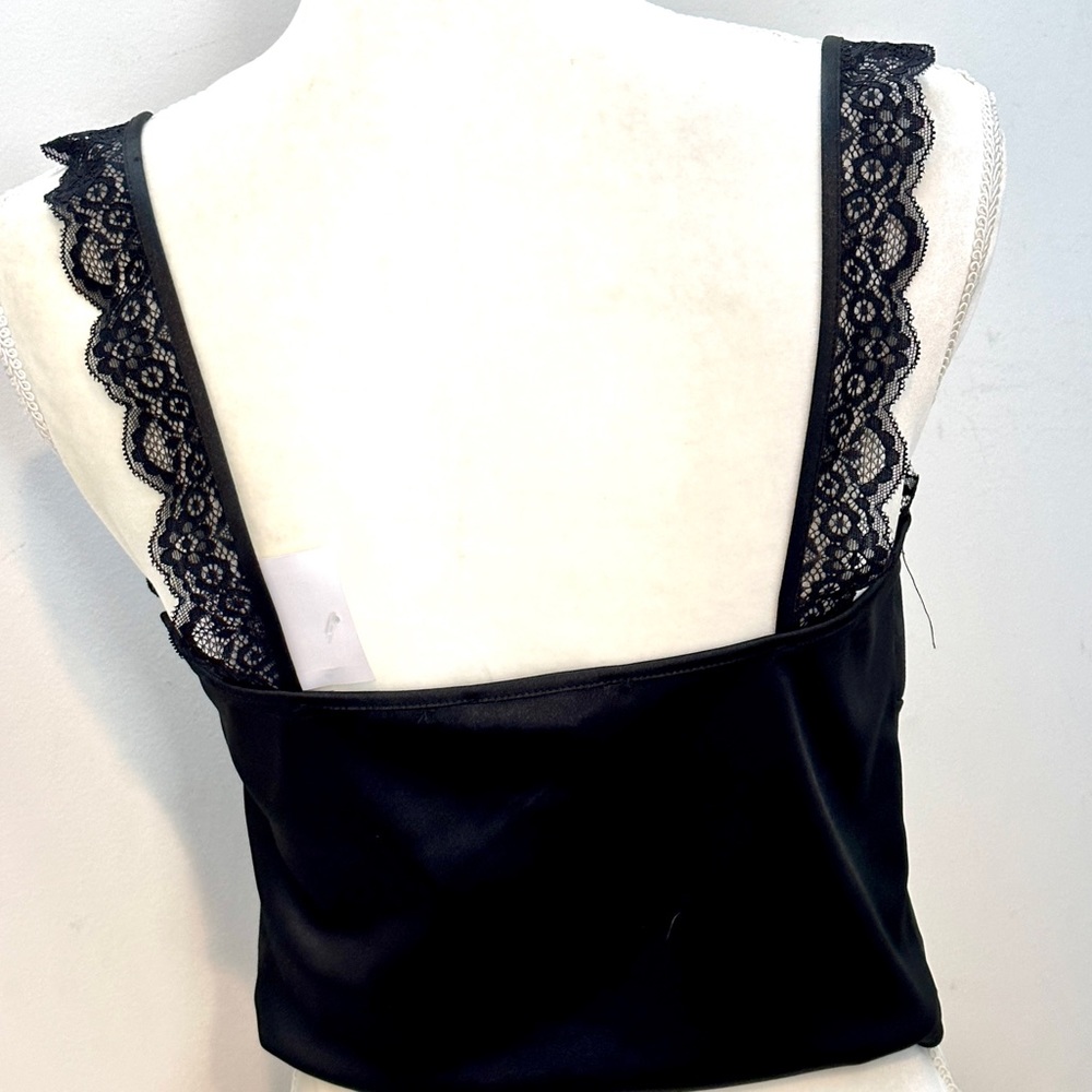 Forever 21 Black Satin & Lace Camisole, sz Large - Picture 5 of 8